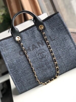 Chanel Deauville Tote 38cm Blue/Black For Women A66941