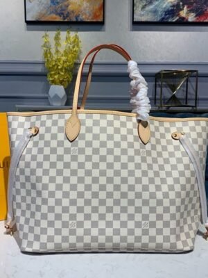 Louis Vuitton Neverfull GM Tote Bag Damier Azur Canvas Rose Ballerine Pink For Women, Women’s Handbags, Shoulder Bags 15.4in/39cm LV N41604