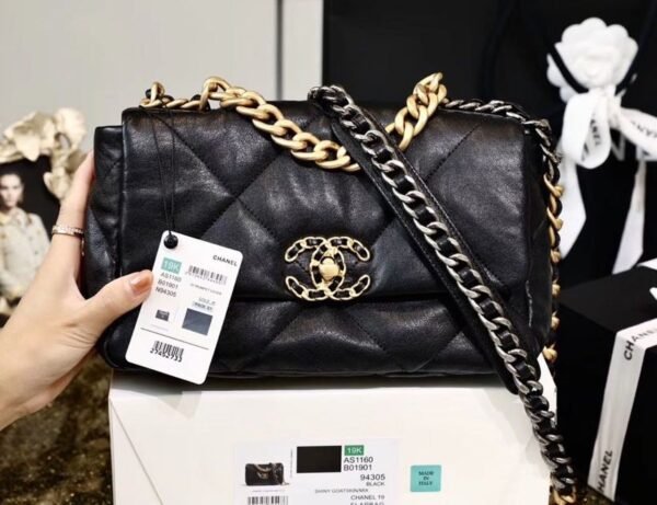Chanel 19 Handbag 26cm Black For Women AS1160 B04852 94305