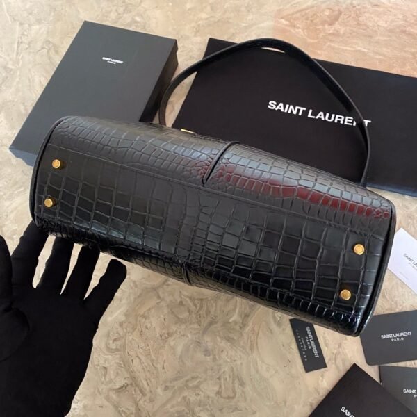 YSL Saint Laurent classic reproduction crocodile pattern shopping bag with detachable chain, bronze metal chain
