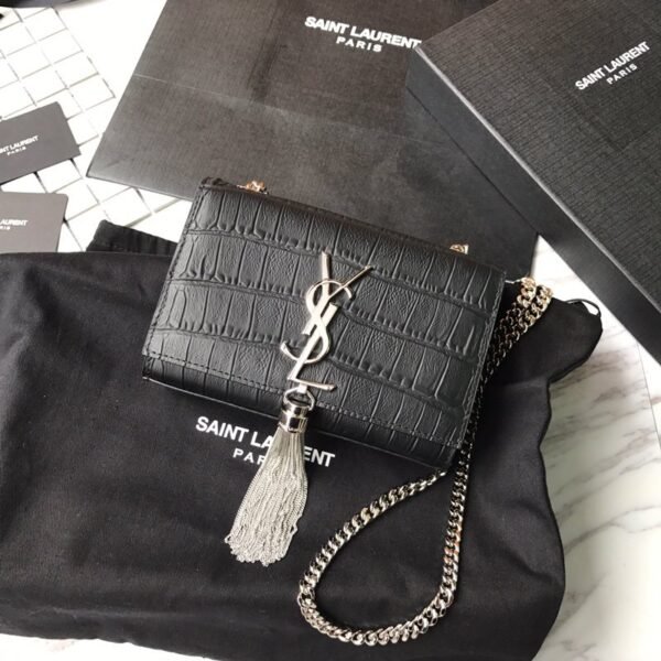 MONOGRAM CHAIN WALLET IN CROCODILE EMBOSSED SHINY LEATHER