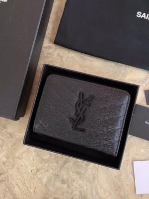 MONOGRAM COMPACT ZIP AROUND WALLET IN GRAIN DE POUDRE EMBOSSED LEATHER