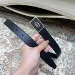 Gucci Square leather metal buckle