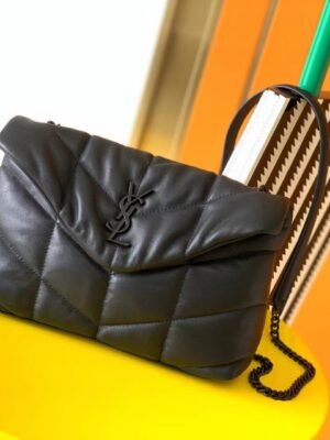 Yves Saint Laurent Loulou Puffer Small Quilted Leather Clutch In Black