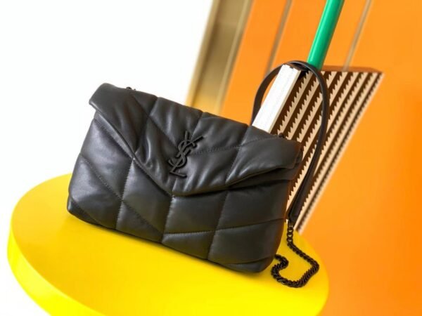 Yves Saint Laurent Loulou Puffer Small Quilted Leather Clutch In Black