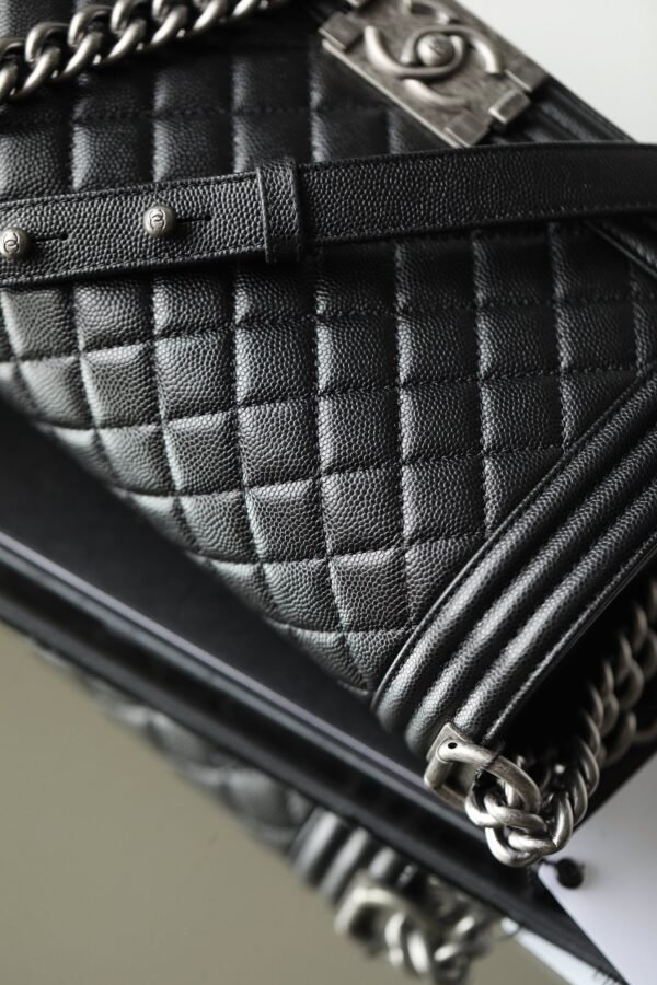 Chanel Boy Sliver Hardware Caviar Cow Leather