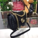 Gucci GG Marmont Small Matelassé Shoulder Bag Black For Women 10in/25cm 443497 DTDIT 1000