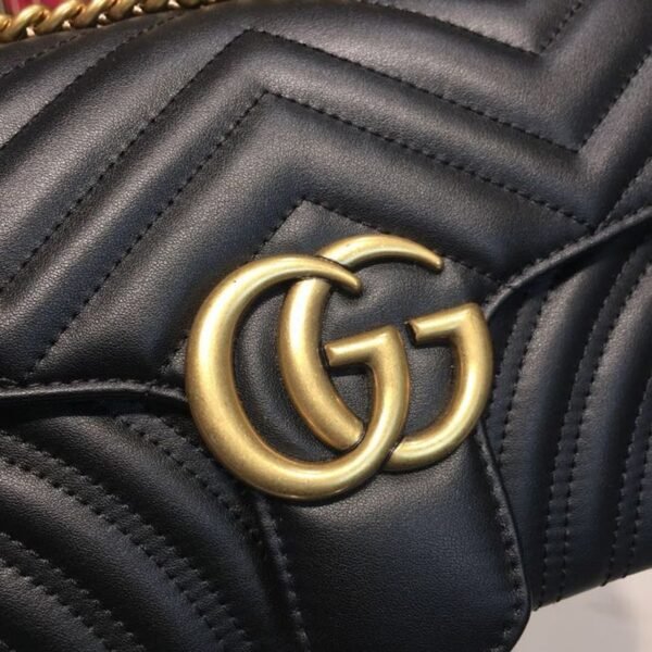 Gucci GG Marmont Small Matelassé Shoulder Bag Black For Women 10in/25cm 443497 DTDIT 1000