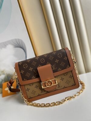 Louis Vuitton Dauphine MM Monogram And Monogram Reverse Canvas By Nicolas Ghesquière For The Cruise Collection, Women’s Handbags, Shoulder Bags 25cm LV M45958
