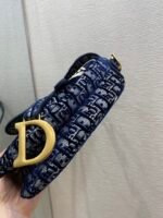Christian Dior Saddle Bag Blue Oblique Canvas Gold Toned Hardware For Women 25cm/10in CD