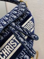 Christian Dior Saddle Bag Blue Oblique Canvas Gold Toned Hardware For Women 25cm/10in CD