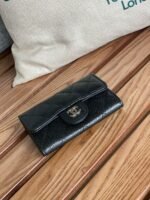 Chanel Classic Card Holder Silver Black For Women, Women’s Wallet 4.5in/11.5cm