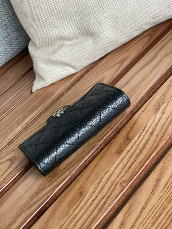 Chanel Classic Card Holder Silver Black For Women, Women’s Wallet 4.5in/11.5cm