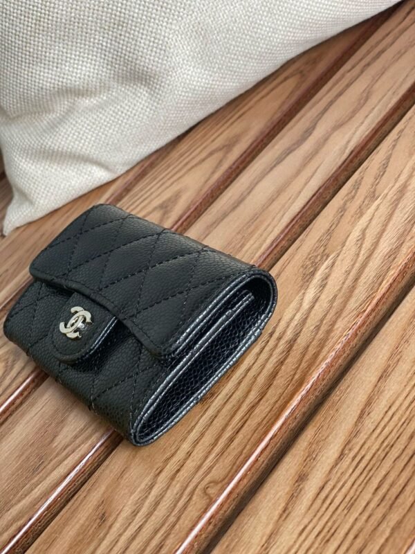 Chanel Classic Card Holder Silver Black For Women, Women’s Wallet 4.5in/11.5cm