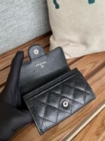 Chanel Classic Card Holder Silver Black For Women, Women’s Wallet 4.5in/11.5cm