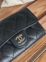 Chanel Classic Card Holder Silver Black For Women, Women’s Wallet 4.5in/11.5cm