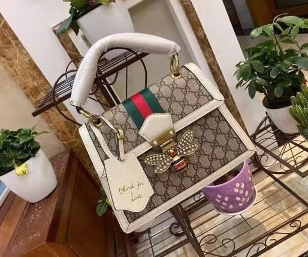 Gucci Queen Margaret GG Small Top Handle Bag Beige And Ebony GG Supreme Canvas For Women 10in/26cm GG 476541