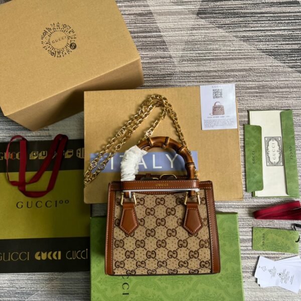 Gucci Diana Mini Tote Bag Beige For Women, Women’s Bags 7.9in/20cm GG