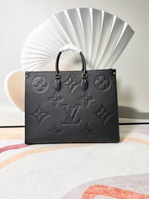 Louis Vuitton Onthego GM Monogram Empreinte Tote Bag Black For Women 41cm LV M44925