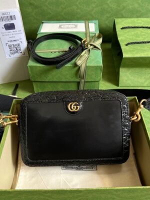 Crocodile shoulder bag with Double G