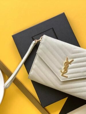 CASSANDRE SAINT LAURENT MATELASSÉ FLAP POUCH IN QUILTED GRAIN DE POUDRE EMBOSSED LEATHER