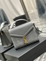 CASSANDRA MEDIUM TOP HANDLE BAG IN GRAIN DE POUDRE EMBOSSED LEATHER