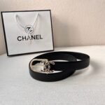 Chanel casual style leather logo belts