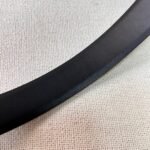 Black Quilted Leather CC Logo Belt