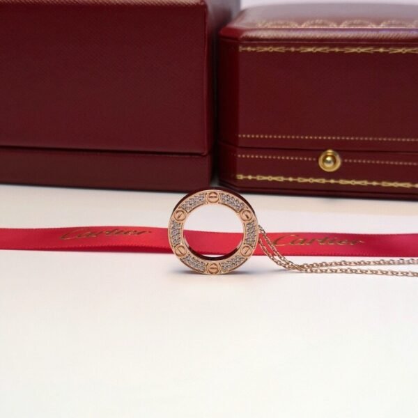 Cartier Love Rose Gold Diamonds Necklace
