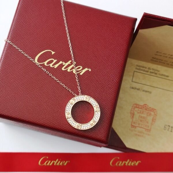 Cartier Love Rose Gold Diamonds Necklace