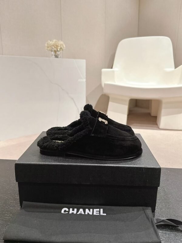 Chanel Black Fabric Quilted Embellished Slip On Loafers
