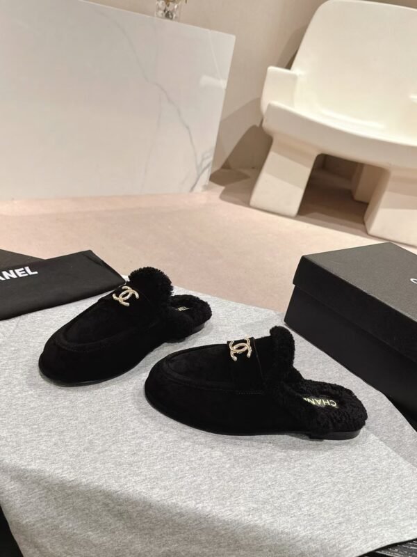 Chanel Black Fabric Quilted Embellished Slip On Loafers