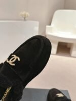 Chanel Black Fabric Quilted Embellished Slip On Loafers