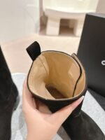 Chanel Black Suede CC Logo Ankle Boot