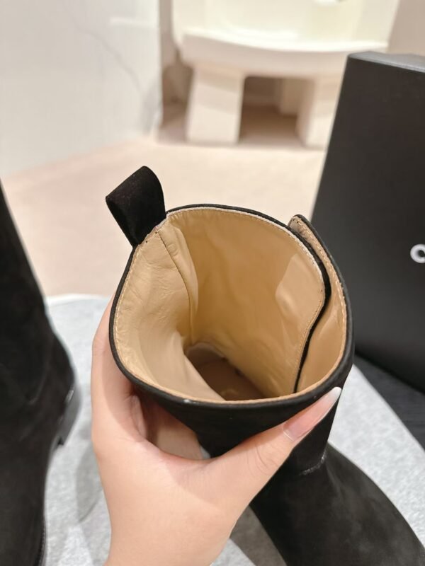 Chanel Black Suede CC Logo Ankle Boot