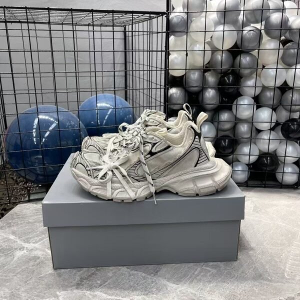 Women’s 3XL Sneaker in White/Black Mesh and Polyurethane