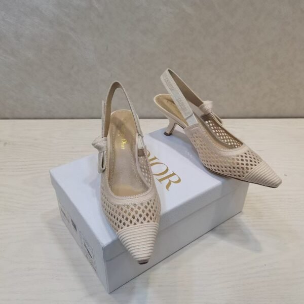 Christian Dior J’ADIOR Fabric & Ribbon Cream Slingback Pumps