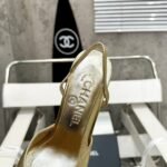Chanel Gold Slingbacks High Heels