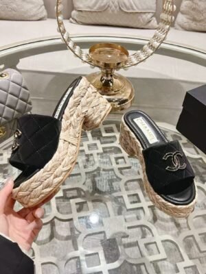 Chanel Grass Wedge Heels Sandals