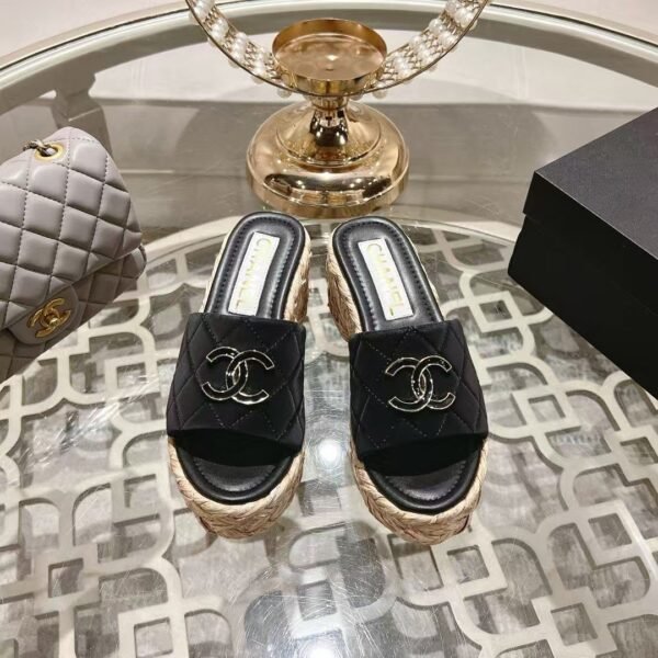 Chanel Grass Wedge Heels Sandals