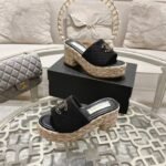 Chanel Grass Wedge Heels Sandals