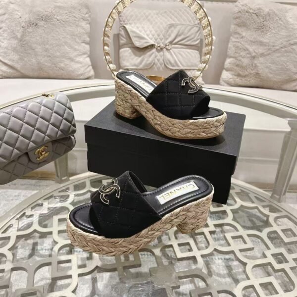 Chanel Grass Wedge Heels Sandals